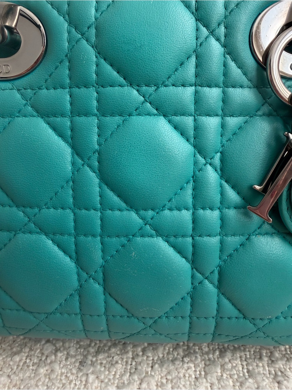 Lady Dior Mini Bag in Teal - Picture 8 of 16